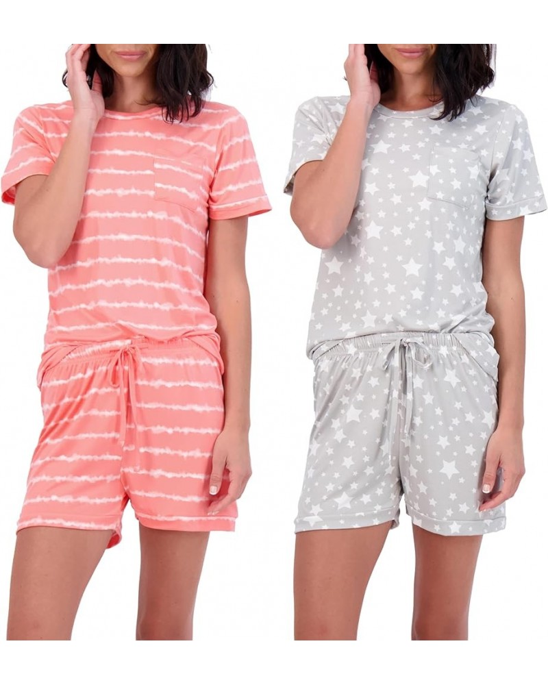 4 Piece: Women's Short Sleeve Top with Shorts Pajama Set – Ultra-Soft Lounge & Sleepwear (Available In Plus) Plus Size Set 5 ...