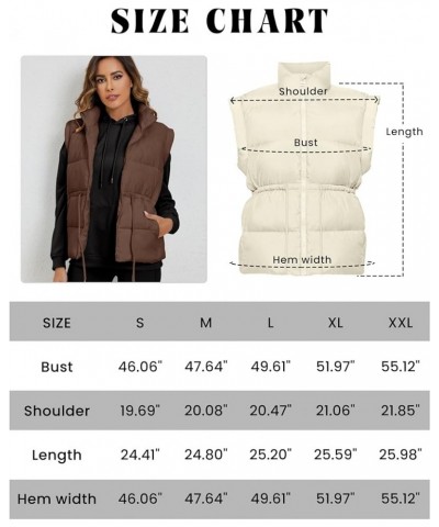 Womens Puffer Vest Lightweight Drawstring Quilted Stand Collar Zip Up Sleeveless Padded Gilet Oversized Coat Pocket Dustyblue...