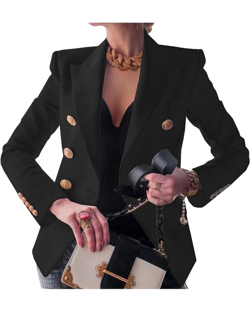 Women's Long Sleeve Solid Color Blazer Casual Work Office Open Front Blazer Jacket Suit Cardigan Black $21.23 Blazers