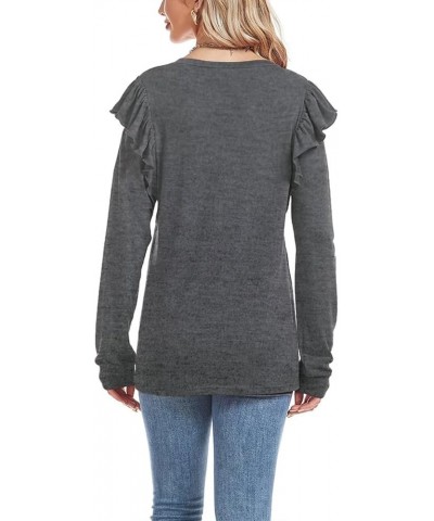 Womens Long Sleeve T Shirt Color Block Pullover Crew Neck Loose Comfy Casual Tops 0cx2219-dark Grey $14.08 Tops