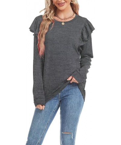 Womens Long Sleeve T Shirt Color Block Pullover Crew Neck Loose Comfy Casual Tops 0cx2219-dark Grey $14.08 Tops