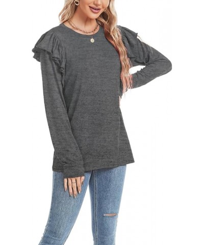 Womens Long Sleeve T Shirt Color Block Pullover Crew Neck Loose Comfy Casual Tops 0cx2219-dark Grey $14.08 Tops