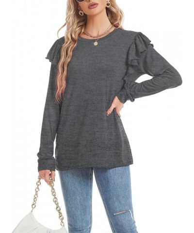 Womens Long Sleeve T Shirt Color Block Pullover Crew Neck Loose Comfy Casual Tops 0cx2219-dark Grey $14.08 Tops