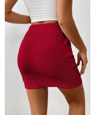 Women's Wrap Front Mini Skirt Ruched Side Bodycon Skirts High Waist Skinny Skirts Red $15.04 Skirts