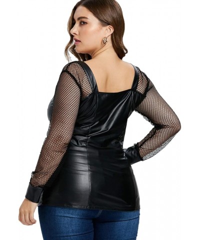 Women's Plus Size Lace up Ribbed Tops Casual T-Shirts Gothic Corset Top Black8 $11.66 Tanks