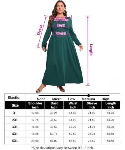 Womens Plus Size Casual Pockets Dress Long Sleeve V Neck Loose Swing Ruffle A Line Maxi Flutter Dresses Dark Green $11.14 Dre...