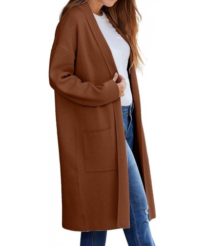 Women's Wool Coat Cardigan Sweaters Long Casual Lapel Pea Coats Fall Classic Open Front Elegant Dressy Trench Coat A-brown $1...