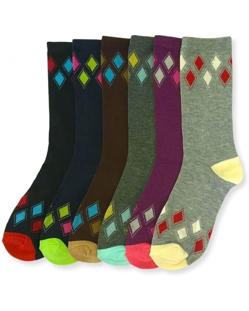 6-PACK Women's Comfort Design Crew Socks, Solid Color, Stripes Pattern Print Socks Arg $9.68 Activewear