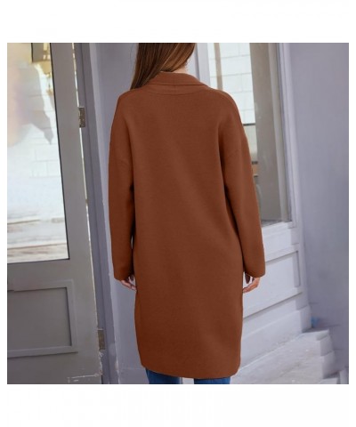 Women's Wool Coat Cardigan Sweaters Long Casual Lapel Pea Coats Fall Classic Open Front Elegant Dressy Trench Coat A-brown $1...