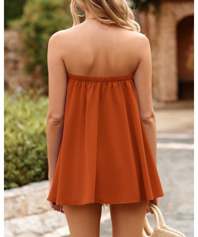 Women Summer Casual Strapless Tube Tops 2024 Sexy Backless High Low Tanks Shirts Flowy Loose Tunics Beach Blouse Solid Orange...