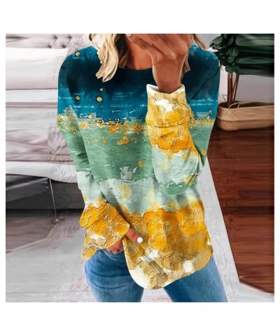 Womens Striped Pullover Sweatshirts Crewneck Tie Dye Shirts Long Sleeve Blouses Tops Loose Fit Fashion Clothes 2023 Yellow 58...