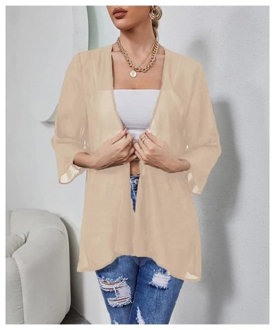 Women's Chiffon Kimono Cardigan Bohemian Style Open Front Loose Casual Cover Up Tops Khaki $13.73 Swimsuits