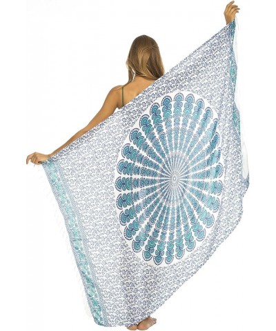 Womens Sarong Beach Swimsuit Bikini Cover up Wrap Peacock & Clip White Tosca $10.73 Swimsuits