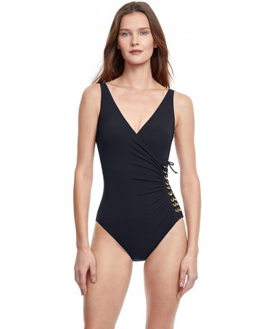 Women's Standard Golden Touch Surplice One Piece Black $43.98 Others