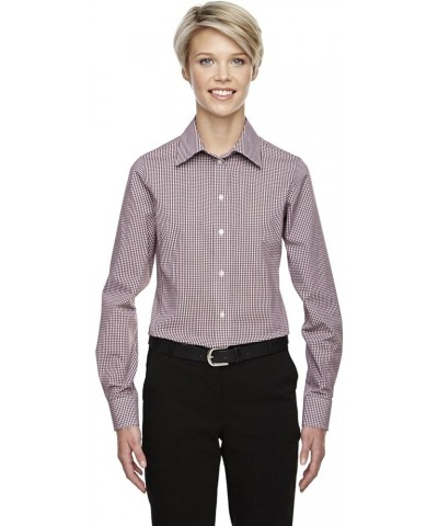 Crown Collection Gingham Check (D640W) Burgundy $20.99 Blouses