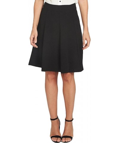 Women's Moss Crepe Knee Length Flounce Skirt Rich Black $26.59 Skirts