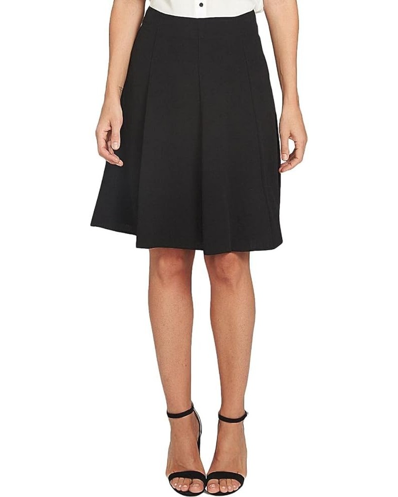 Women's Moss Crepe Knee Length Flounce Skirt Rich Black $26.59 Skirts