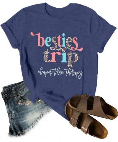 Girls Trip Shirt Women Besties Trip Cheaper Than Therapy Shirt Girls Cruise Shirt Casual Vacation Travel Tee Tops Blue $10.29...