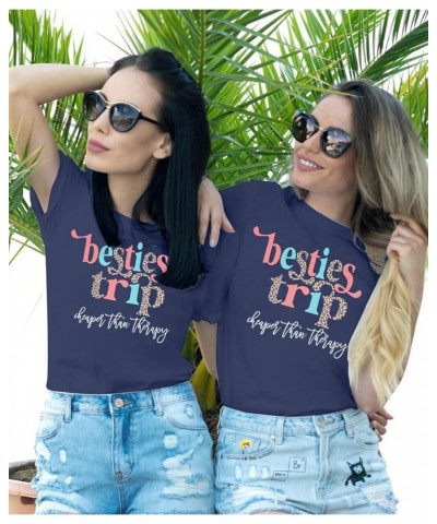 Girls Trip Shirt Women Besties Trip Cheaper Than Therapy Shirt Girls Cruise Shirt Casual Vacation Travel Tee Tops Blue $10.29...