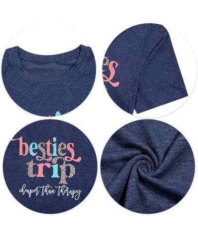 Girls Trip Shirt Women Besties Trip Cheaper Than Therapy Shirt Girls Cruise Shirt Casual Vacation Travel Tee Tops Blue $10.29...