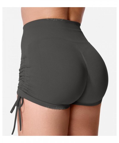 Women 3.6" Workout Scrunch Shorts Side Drawstring Yoga Shorts Seamless High Waisted Amplify Gym Athletic Shorts 0 Dark Grey $...