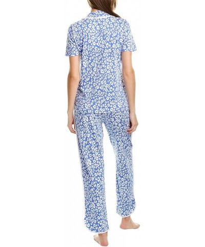 Women's Plus Size Florida Lounge Printed Short Sleeve Top & Pant Set Leopard Cielo/White $27.10 Sleep & Lounge