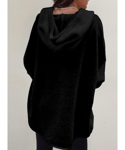 Womens Casual Oversized Sweatshirts Hoodies Long Sleeve Button Hooded Sweatshirt Hoodie Loose Pullover Tops Black $12.99 Hood...