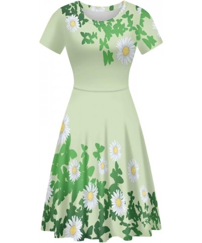 Women's Dresses Midi Dresses Short Sleeve Puffy Dress for Party Shopping Casual A-line Sundress St Patricks Day Daisy Butterf...