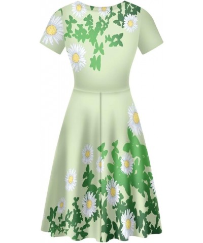 Women's Dresses Midi Dresses Short Sleeve Puffy Dress for Party Shopping Casual A-line Sundress St Patricks Day Daisy Butterf...