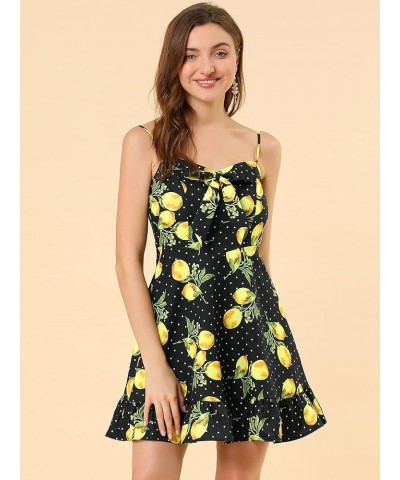 Women's Spaghetti Strap Floral Dress Ruffle Hem Casual Summer Beach Mini Dress Sundress Black $21.65 Dresses