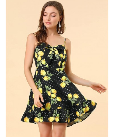 Women's Spaghetti Strap Floral Dress Ruffle Hem Casual Summer Beach Mini Dress Sundress Black $21.65 Dresses