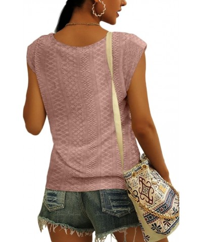 Womens Cap Sleeve Tops Summer Casual Tank Tops Solid Color Loose Fit Dressy Shirts D-pink $10.25 Tanks