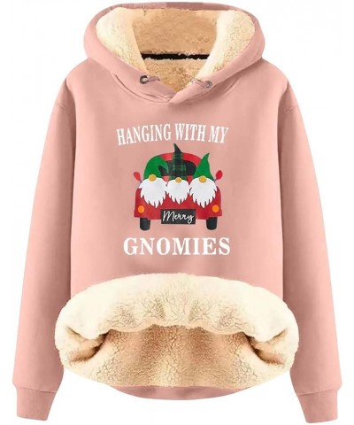 Christmas Print Fleece Sherpa Lined Pullover Women Hanging With My Gnomies Hoodies Cute Santa Gnome Truck Graphic Sweatshirts...