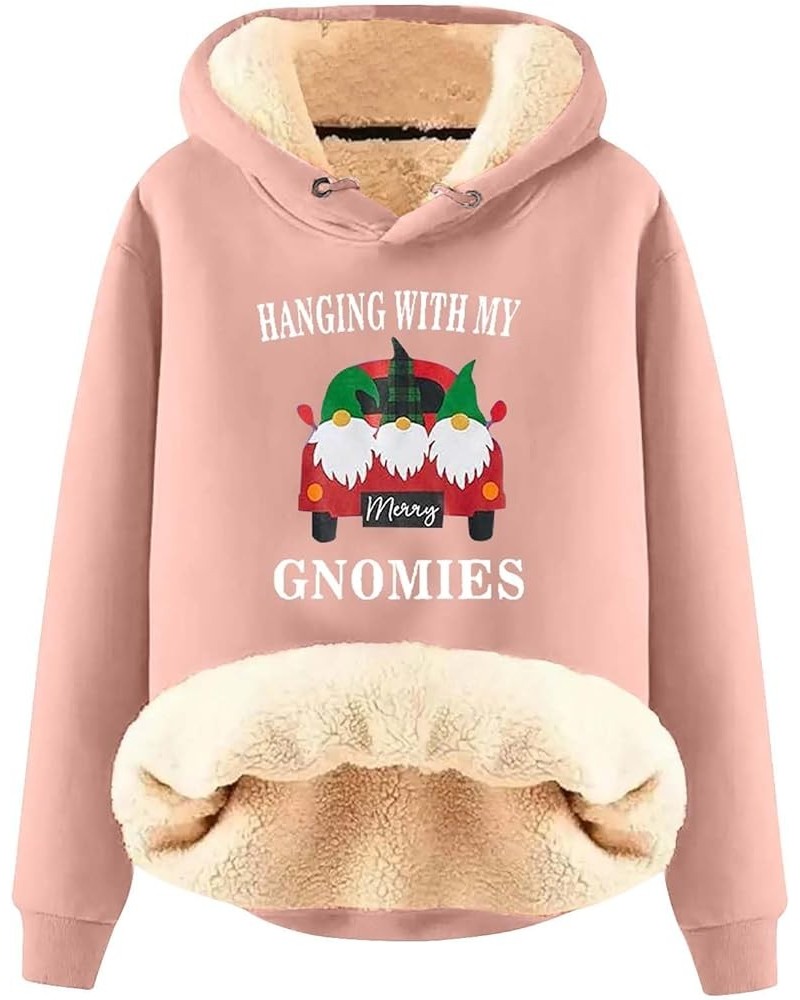 Christmas Print Fleece Sherpa Lined Pullover Women Hanging With My Gnomies Hoodies Cute Santa Gnome Truck Graphic Sweatshirts...