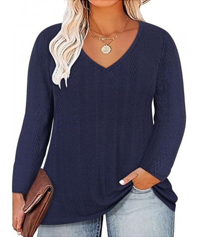 Plus Size Tops for Women Long Sleeve Raglan V Neck T Shirts Tunic Fall Blouse Xl-5Xl 14W -28W A394n-blue $16.79 Tops