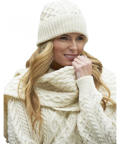 Irish Cable Knitted Trellis Pattern Merino Hat (100% Merino Wool) Natural $17.07 Sweaters