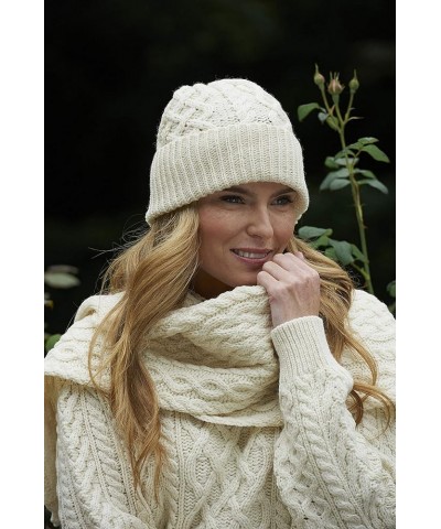 Irish Cable Knitted Trellis Pattern Merino Hat (100% Merino Wool) Natural $17.07 Sweaters