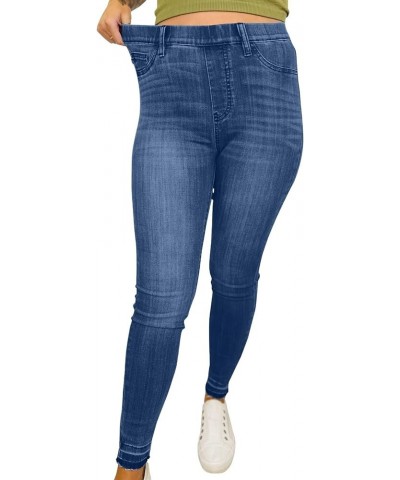 Plus Size Jeans for Women Comfort Slim Fit Jean Stretch Elastic Waist Denim Pants Skinny Leg Jean Baggy Jeans with Pockets A-...