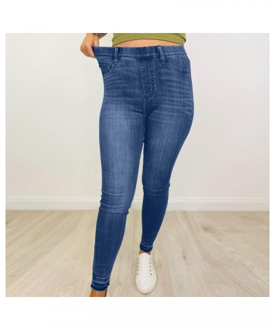 Plus Size Jeans for Women Comfort Slim Fit Jean Stretch Elastic Waist Denim Pants Skinny Leg Jean Baggy Jeans with Pockets A-...