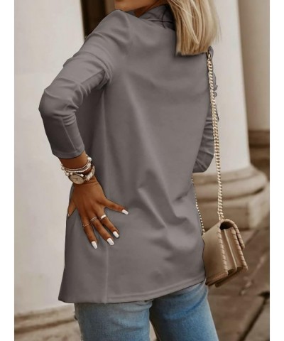 Women's Casual Long Sleeve Blazers Open Front Work Office Solid Color Knit Blazer Jacket Dark Grey(button) $23.65 Blazers