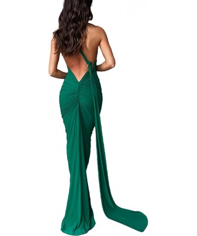 Women Backless Dress Bodycon Sexy Sleeveless Open Back Maxi Dress Elegant Party Cocktail Long Dress B-green $11.04 Dresses