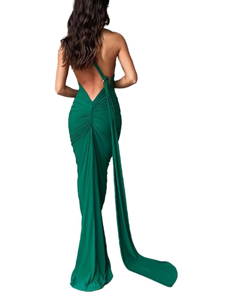 Women Backless Dress Bodycon Sexy Sleeveless Open Back Maxi Dress Elegant Party Cocktail Long Dress B-green $11.04 Dresses