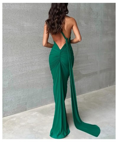 Women Backless Dress Bodycon Sexy Sleeveless Open Back Maxi Dress Elegant Party Cocktail Long Dress B-green $11.04 Dresses