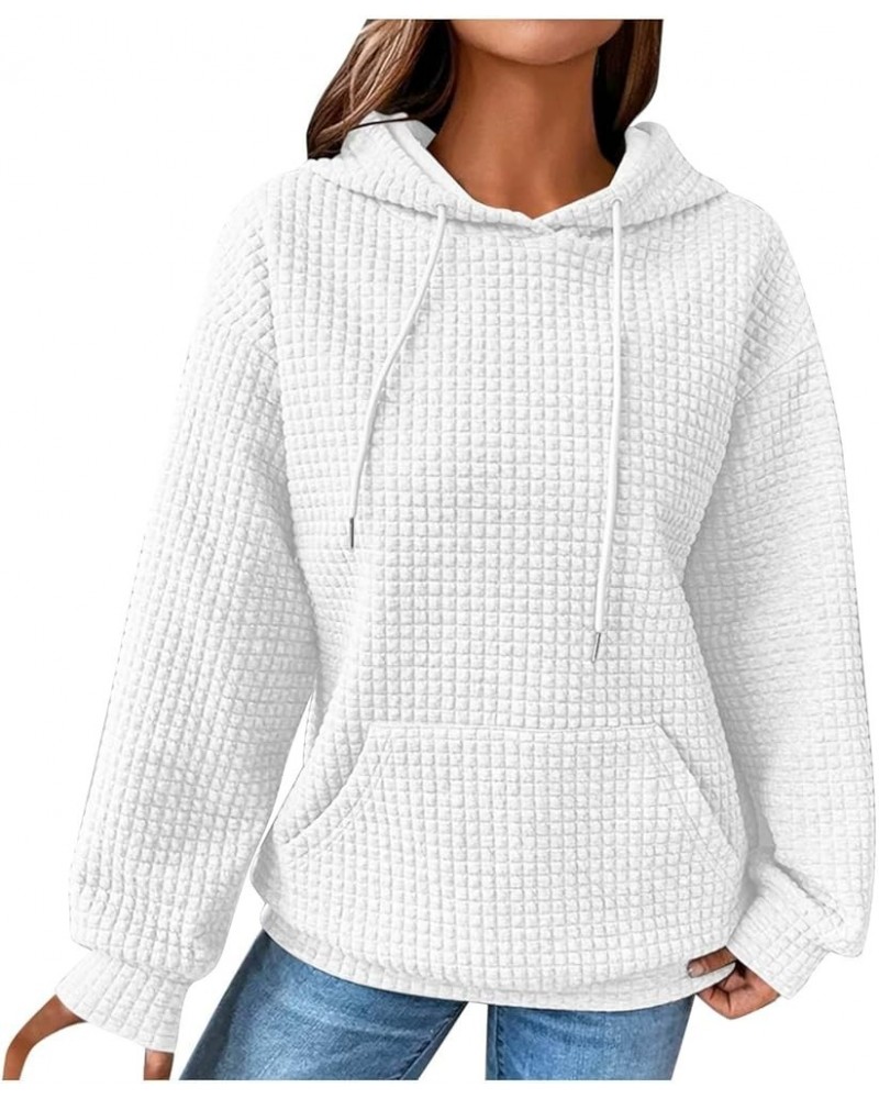 Womens Pullover Hoodied Tops Casual Solid Color Patchwork Long Sleeve Tunic Sweatshirt Trendy Loose Fit Blouses 01-white $10....