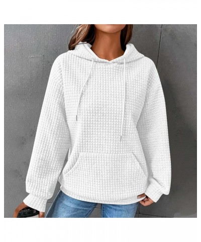 Womens Pullover Hoodied Tops Casual Solid Color Patchwork Long Sleeve Tunic Sweatshirt Trendy Loose Fit Blouses 01-white $10....