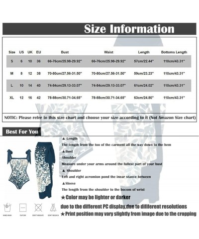 Swimsuit Women Bikini Sets for Women Women's Sexy One-Piece with Printed Swimsuit Long Skirt Set Blue-1i $5.94 Bodysuits