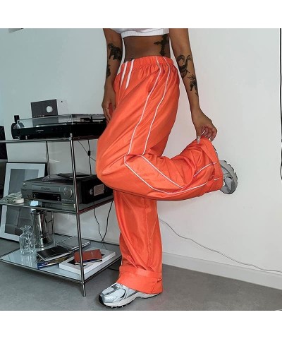 Women Striped Baggy Sweatpants Elastic Waist Wide Leg Cargo Pants Drawstring Loose Pocket Jogger Trousers Streetwear Leisure ...