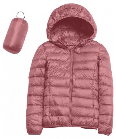 Women's Packable Puffer Jacket Lightweight Hooded Down Jacket Quilted Winter Warm Coats Full-Zip Outwear with Bag Pink $10.50...