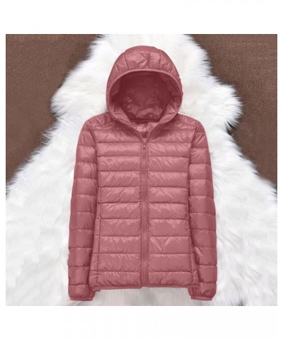 Women's Packable Puffer Jacket Lightweight Hooded Down Jacket Quilted Winter Warm Coats Full-Zip Outwear with Bag Pink $10.50...