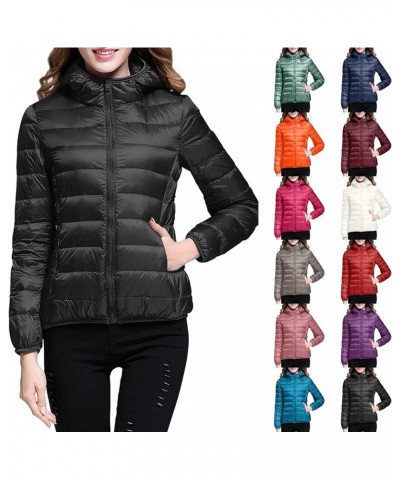 Women's Packable Puffer Jacket Lightweight Hooded Down Jacket Quilted Winter Warm Coats Full-Zip Outwear with Bag Pink $10.50...